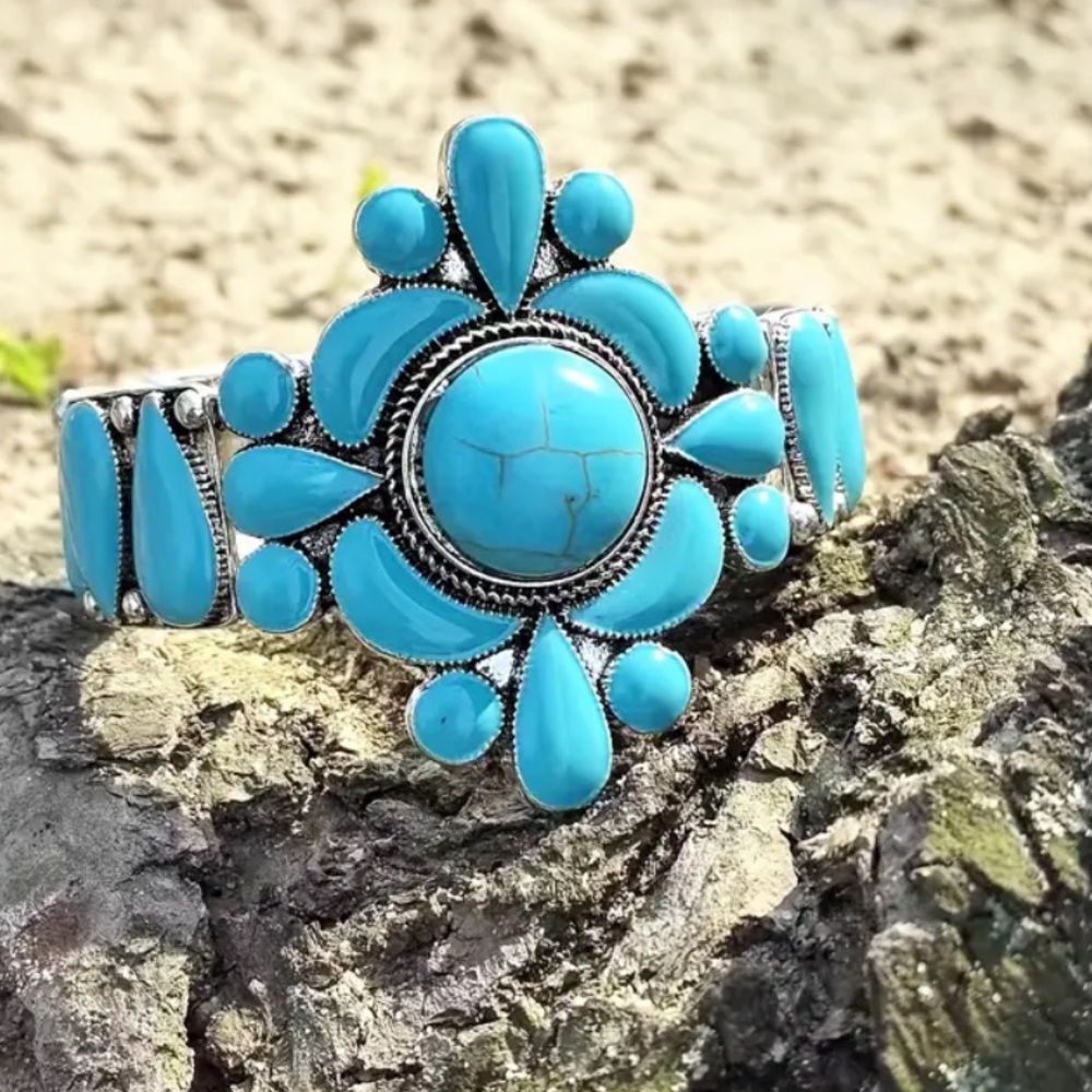 Sale ! Boho faux turquoise cuff